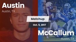 Matchup: Austin  vs. McCallum  2017