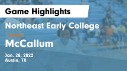 Northeast Early College  vs McCallum  Game Highlights - Jan. 28, 2022