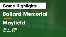 Ballard Memorial  vs Mayfield  Game Highlights - Jan. 21, 2018