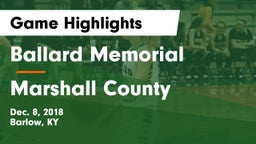 Ballard Memorial  vs Marshall County  Game Highlights - Dec. 8, 2018