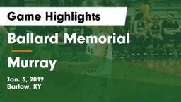Ballard Memorial  vs Murray  Game Highlights - Jan. 3, 2019
