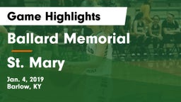 Ballard Memorial  vs St. Mary Game Highlights - Jan. 4, 2019
