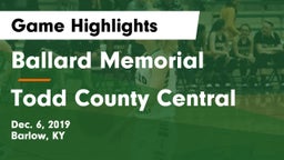 Ballard Memorial  vs Todd County Central Game Highlights - Dec. 6, 2019