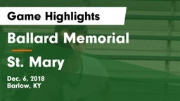 Ballard Memorial  vs St. Mary  Game Highlights - Dec. 6, 2018