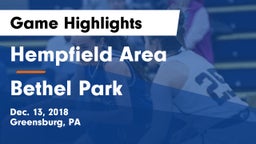 Hempfield Area  vs Bethel Park  Game Highlights - Dec. 13, 2018