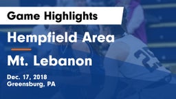 Hempfield Area  vs Mt. Lebanon  Game Highlights - Dec. 17, 2018