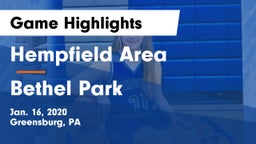 Hempfield Area  vs Bethel Park  Game Highlights - Jan. 16, 2020
