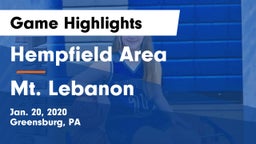 Hempfield Area  vs Mt. Lebanon  Game Highlights - Jan. 20, 2020