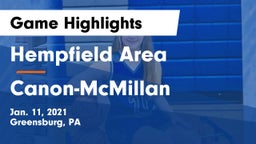 Hempfield Area  vs Canon-McMillan  Game Highlights - Jan. 11, 2021