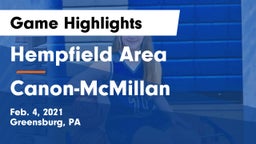 Hempfield Area  vs Canon-McMillan  Game Highlights - Feb. 4, 2021