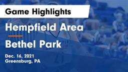 Hempfield Area  vs Bethel Park  Game Highlights - Dec. 16, 2021