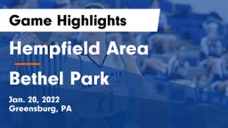Hempfield Area  vs Bethel Park  Game Highlights - Jan. 20, 2022