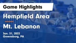 Hempfield Area  vs Mt. Lebanon  Game Highlights - Jan. 31, 2022
