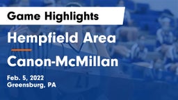 Hempfield Area  vs Canon-McMillan  Game Highlights - Feb. 5, 2022