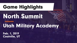 North Summit  vs Utah Military Academy Game Highlights - Feb. 1, 2019