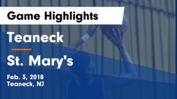Teaneck  vs St. Mary's Game Highlights - Feb. 3, 2018