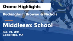 Buckingham Browne & Nichols  vs Middlesex School Game Highlights - Feb. 21, 2024