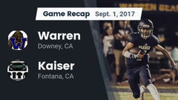 Recap: Warren  vs. Kaiser  2017