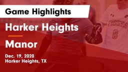 Harker Heights  vs Manor  Game Highlights - Dec. 19, 2020