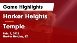 Harker Heights  vs Temple  Game Highlights - Feb. 5, 2022