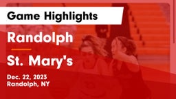 Randolph  vs St. Mary's  Game Highlights - Dec. 22, 2023