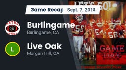 Recap: Burlingame  vs. Live Oak  2018