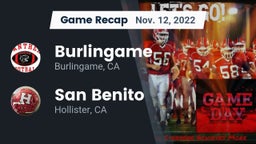 Recap: Burlingame  vs. San Benito  2022