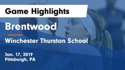 Brentwood  vs Winchester Thurston School Game Highlights - Jan. 17, 2019