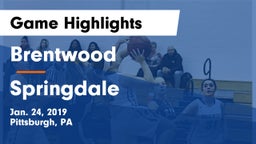 Brentwood  vs Springdale  Game Highlights - Jan. 24, 2019