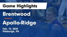 Brentwood  vs Apollo-Ridge Game Highlights - Feb. 15, 2020