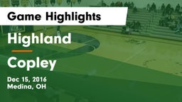Highland  vs Copley  Game Highlights - Dec 15, 2016