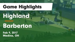Highland  vs Barberton  Game Highlights - Feb 9, 2017