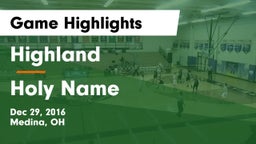 Highland  vs Holy Name  Game Highlights - Dec 29, 2016
