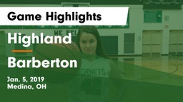 Highland  vs Barberton  Game Highlights - Jan. 5, 2019
