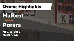 Hulbert  vs Porum  Game Highlights - Nov. 19, 2021