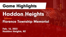 Haddon Heights  vs Florence Township Memorial  Game Highlights - Feb. 16, 2022