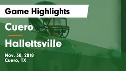 Cuero  vs Hallettsville  Game Highlights - Nov. 30, 2018