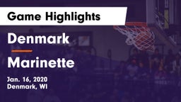 Denmark  vs Marinette  Game Highlights - Jan. 16, 2020
