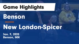 Benson  vs New London-Spicer  Game Highlights - Jan. 9, 2020