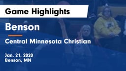 Benson  vs Central Minnesota Christian Game Highlights - Jan. 21, 2020