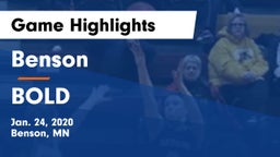 Benson  vs BOLD  Game Highlights - Jan. 24, 2020