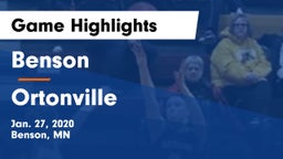 Benson  vs Ortonville Game Highlights - Jan. 27, 2020