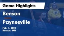 Benson  vs Paynesville  Game Highlights - Feb. 4, 2020