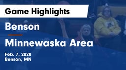 Benson  vs Minnewaska Area  Game Highlights - Feb. 7, 2020