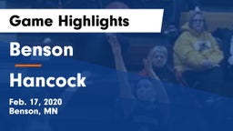Benson  vs Hancock  Game Highlights - Feb. 17, 2020