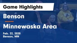 Benson  vs Minnewaska Area  Game Highlights - Feb. 22, 2020
