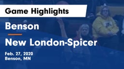 Benson  vs New London-Spicer  Game Highlights - Feb. 27, 2020