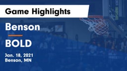 Benson  vs BOLD  Game Highlights - Jan. 18, 2021