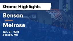 Benson  vs Melrose  Game Highlights - Jan. 21, 2021
