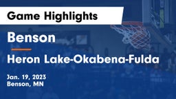 Benson  vs Heron Lake-Okabena-Fulda Game Highlights - Jan. 19, 2023